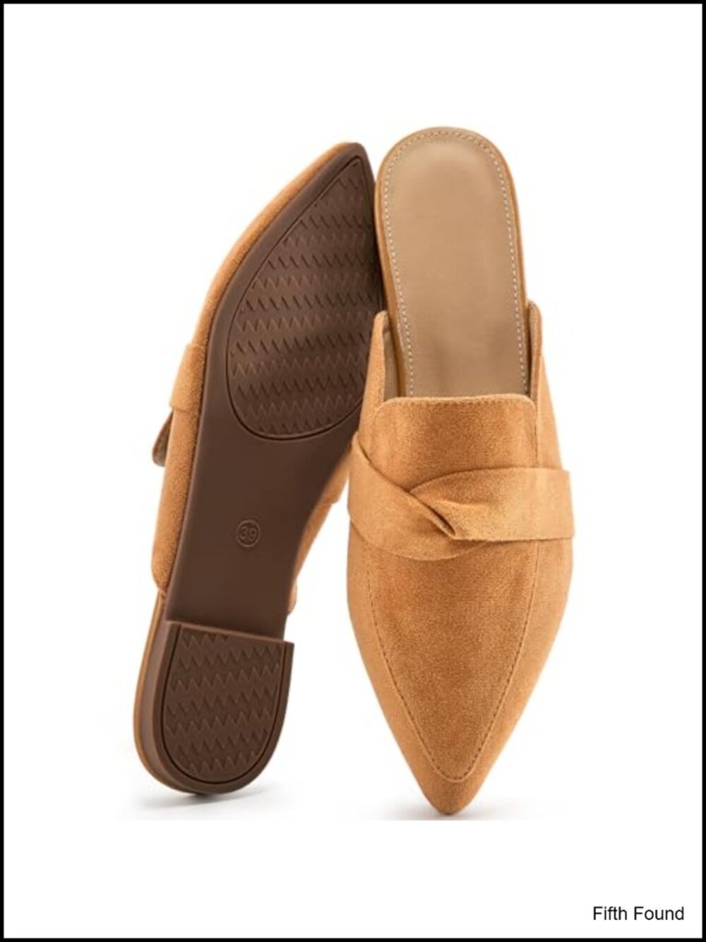Pointed Toe Flat Mules Slip On Faux Suede Bow Comfort Office Shoes